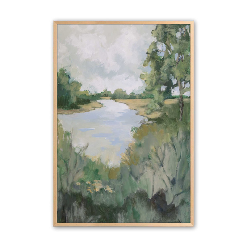Peaceful Riverside View I Print, H 17 po x l 13 po, Érable brut