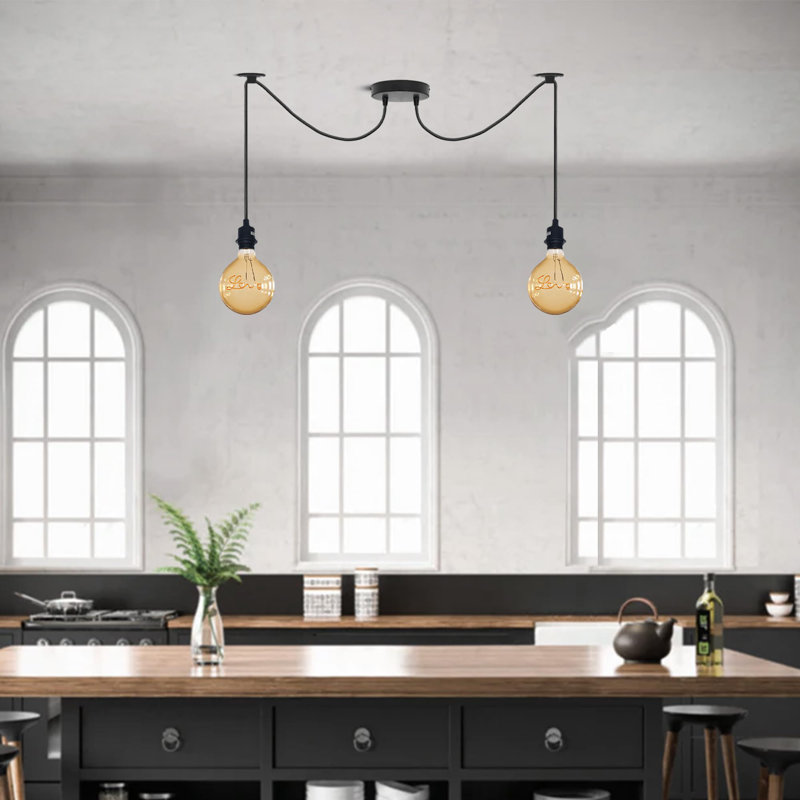 2 - Light Black Bulb Pendant