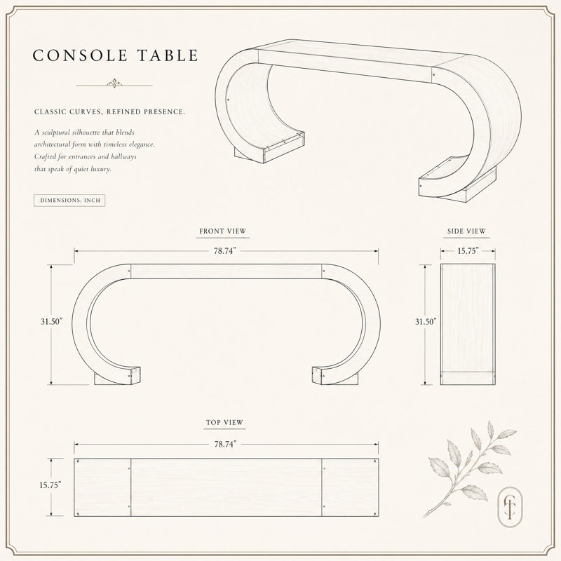 79" Extra Long Arched Sofa Console Table