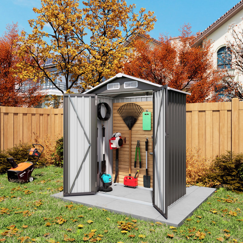 Remise de rangement en métal 5 x 3 pi, de couleur grise, imperméable et sécuritaire, peut être une maison pour animaux ou une salle d'outils, facile à installer