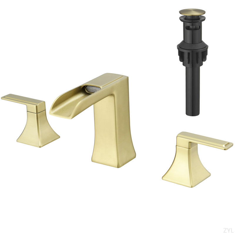 Bathroom Faucets For Sink 3 Hole And 8 Inch Widespread Bathroom Sink Faucet With Pop Up Drain Double Lever Handle Faucet Bathroom Vanity Faucet Basin Mixer Tap Faucet With Hose