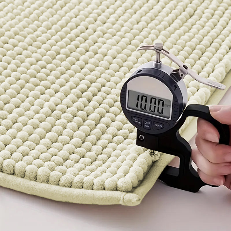 Neance Rectangle Non-Slip Bath Mat Chenille doormat , Cream, 50cm W x 80cm L