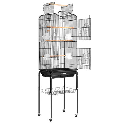 Zora 59.8'' Iron Flat Top Travel Bird Cage with Wheels
