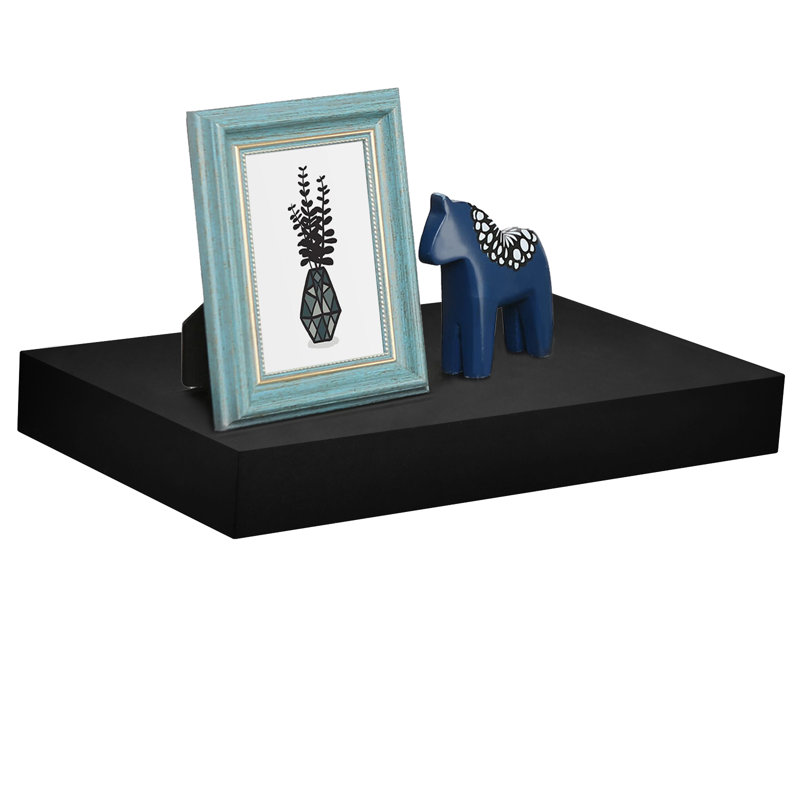 Bovina Floating Shelf, Black, 2" H x 16" W x 9.25" D