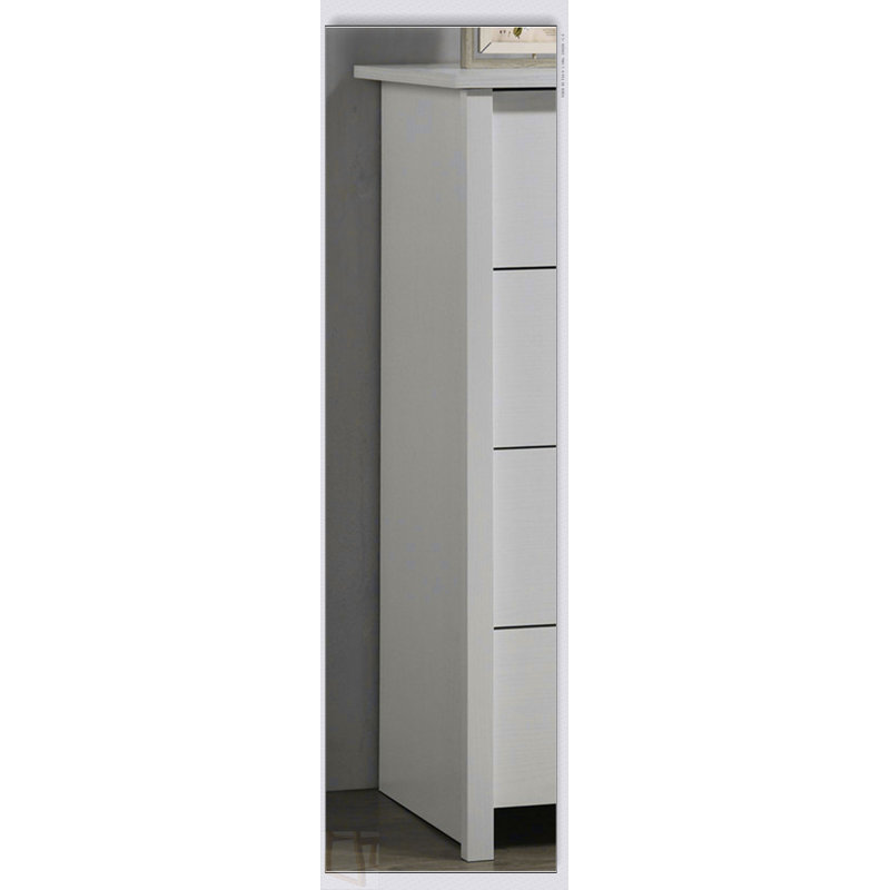 Commode 4 tiroirs l 32 "avec poignées argentées, Blanc