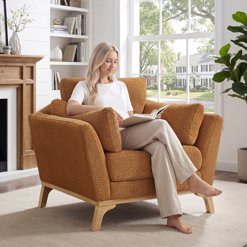 Lodell Upholstered Armchair, Curry Boucle