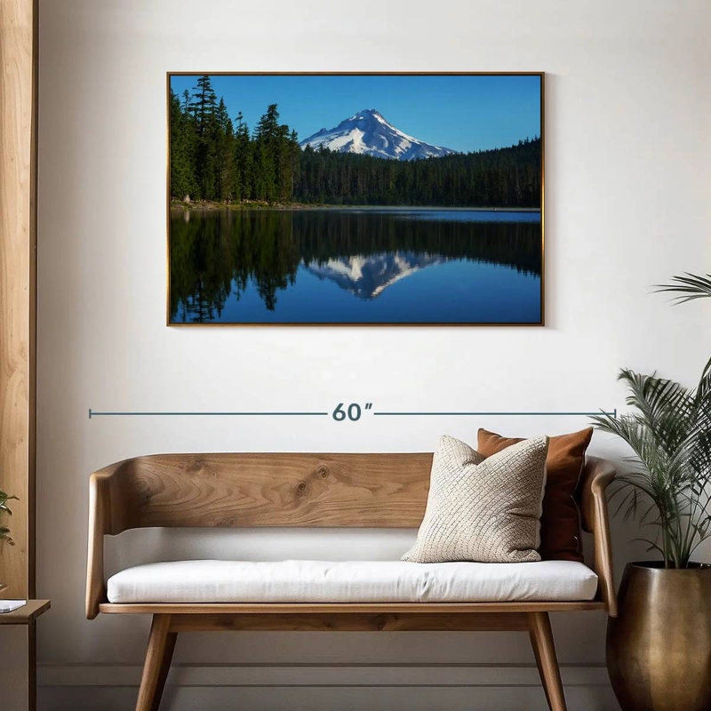 Mount Hood Reflection, Floating Frame Gold, 40" X 27"