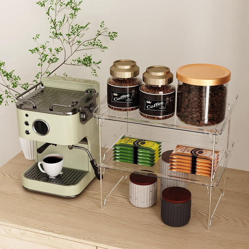 Ensemble de 2 tablettes de rangement empilables pour armoire et support de cuisine