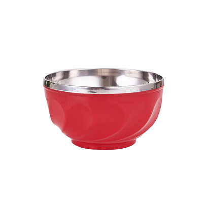 Stainless Steel Double Layer Bowl 304 Stainless Steel Bowl Children's Double Layer Originality Sammy Bowl Soup Bowl Dinner Insulated Rice Bowl Household Colorful Bowl
