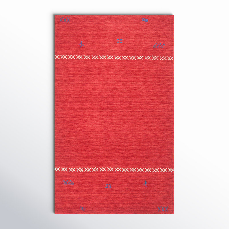 Santiago Handmade Wool Red Rug, Rectangle 3' x 5'