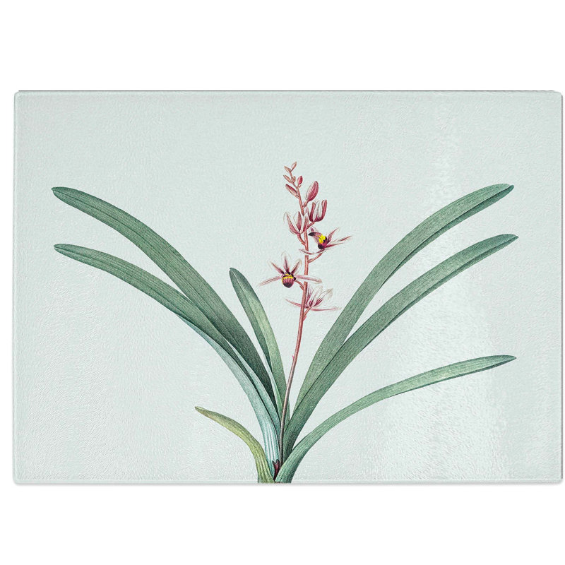 Tempered Glass Boat Orchid Flowers Chopping Board, 28.5 cm W x 20 cm L