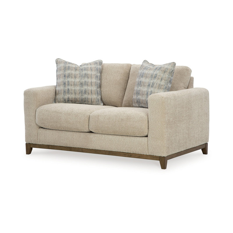 Causeuse Chesleigh 67 po avec 2 coussins décoratifs, revêtement en polyester beige