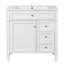 Meuble-lavabo autoportant en bois aggloméré de 30 po avec lavabo en céramique blanc, 2 tiroirs, tablettes de porte réglables et tiroir coulissant-130996262-130996263