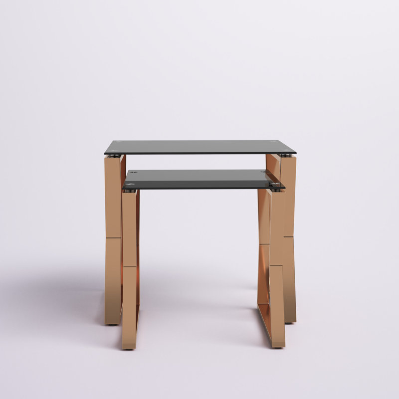 Xander Glass Top Nesting Tables, Gold