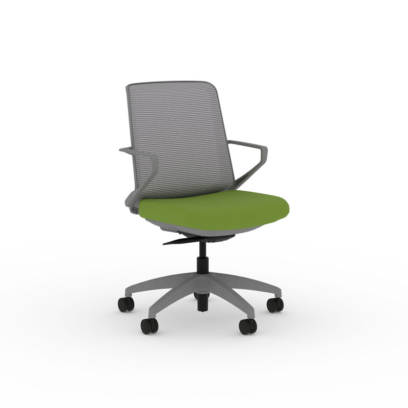 HON Cliq Task Office Chair, Weight-Activated Control, Fixed Arms, Titanium Frame, Pear, Pear, Titanium