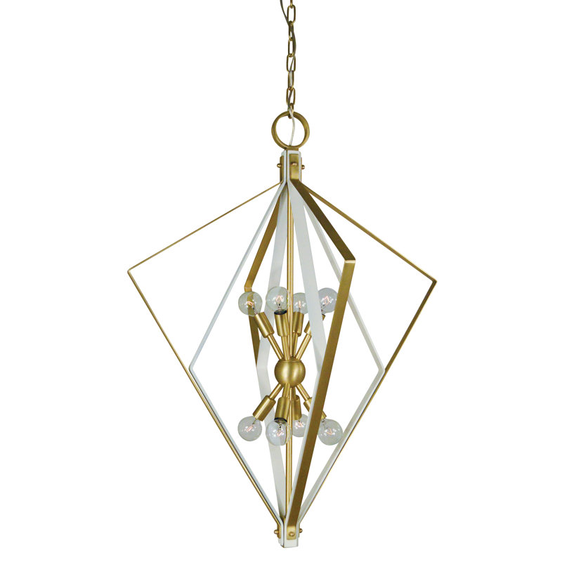 Camala 8 - Light Geometric Chandelier, Polished Nickel