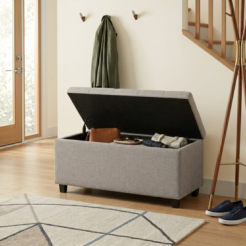 Banc repose-pieds avec rangement caché Cosmopolitan, Gris nuage