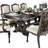 Arca 9Pc Dining Table Set With 8 Ivory Fabric Chair, Rustic Solid Wood