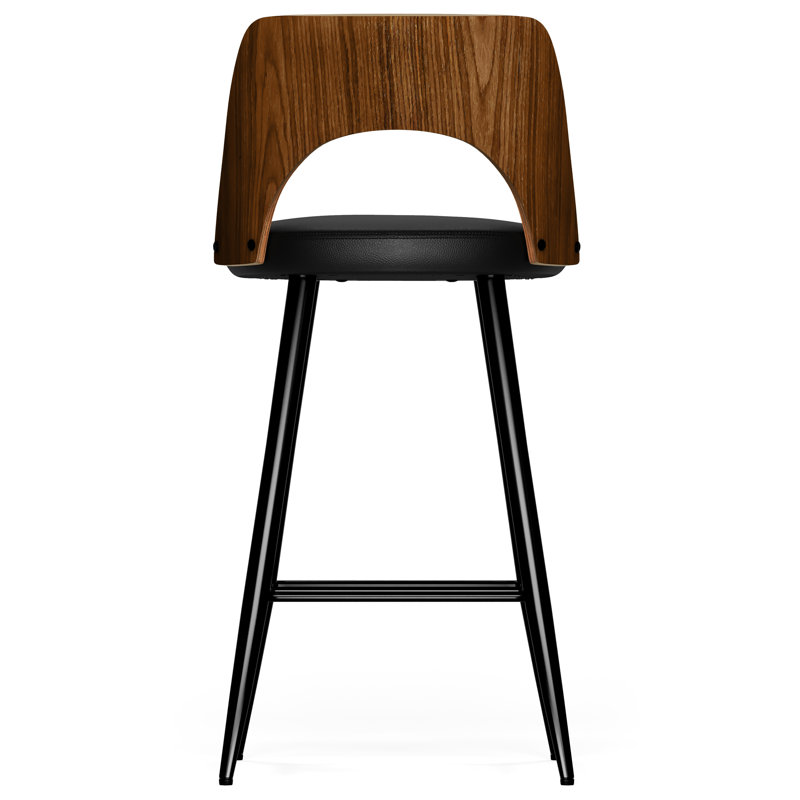 Micah Black Metal and Wood Counter Height Stool Set