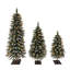 Sapins artificiels Frostvale préilluminés en 3 parties, forme crayon, avec pointes enneigées et lumières DEL blanc chaud, pour porche d'entrée