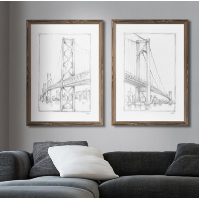 " Suspension Bridge Study I " by Vincent Van Gogh 2 - Pieces