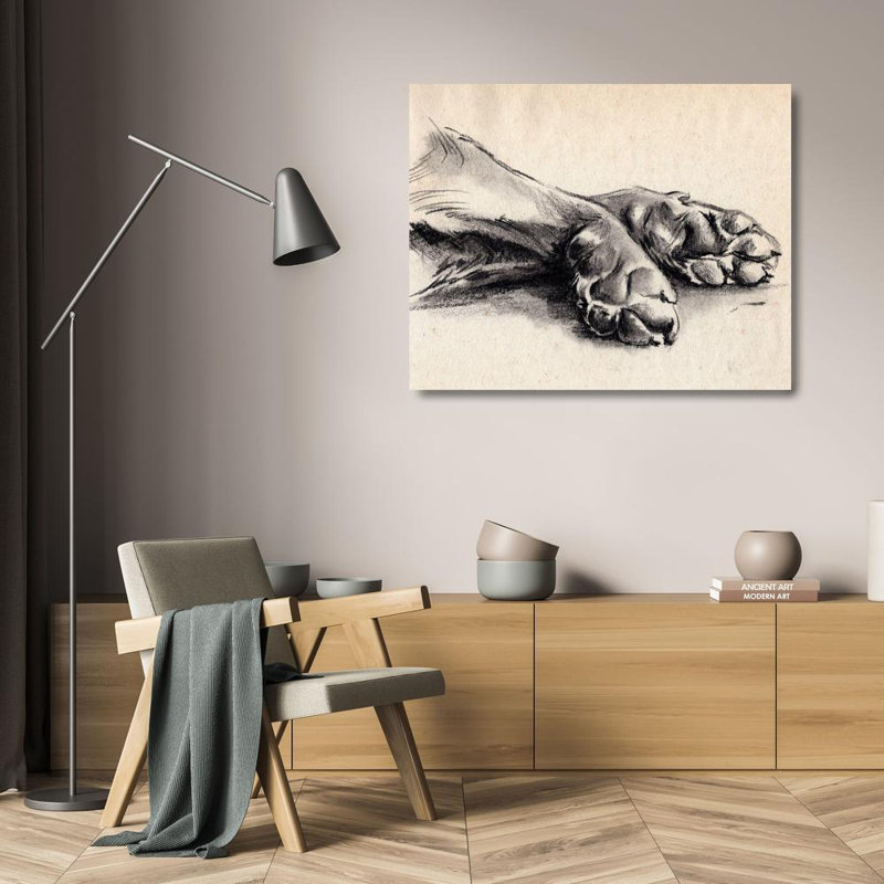 Art sur toile tendue à la galerie Jennifer Paxton par Parker, titre: Charcoal Paws II, H 20 po x l 24 po