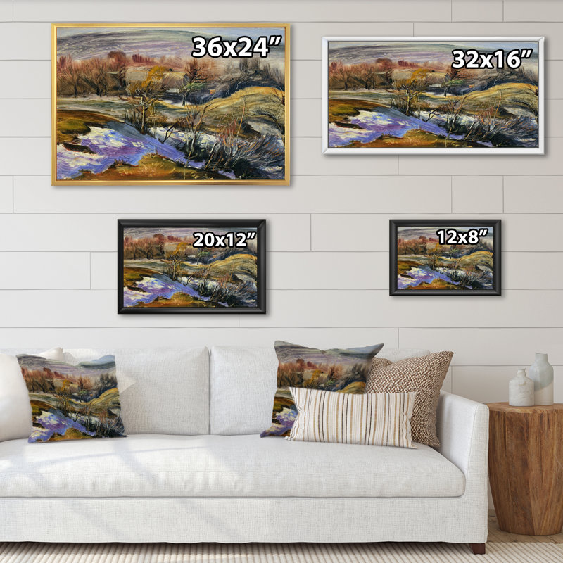 «Oil Pains Of Fall Mountain Landscape», reproduction d'art sur toile, H 12 po x l 20 po x P 1 po, Cadre flottant noir