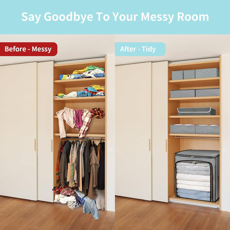 100L Large Capacity Clothes Storage Bag, Foldable Closet Organizers for Comforters, Blankets