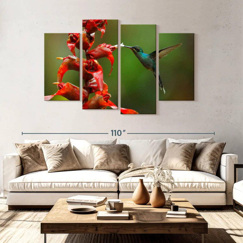 Collation de fleurs de colibri Brampt, H 54 po x l 84 po