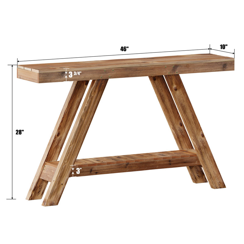 Console 46 po en bois massif vieilli, Brun