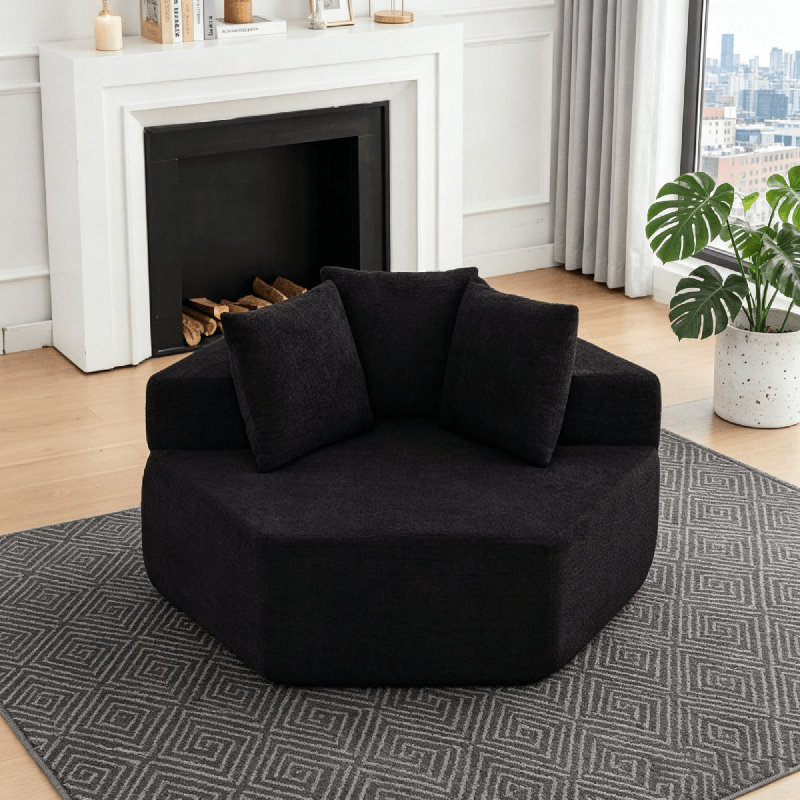 Méridienne 54 po avec mousse à compression haute densité, canapé modulaire en chenille moderne, siège antidérapant pour le salon et la salle de jeux