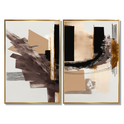 «Warm Watercolor Abstract», reproduction sur toile abstraite, art mural abstrait noir 2 pièces