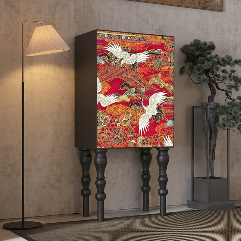 A mid-style high storage cabinet