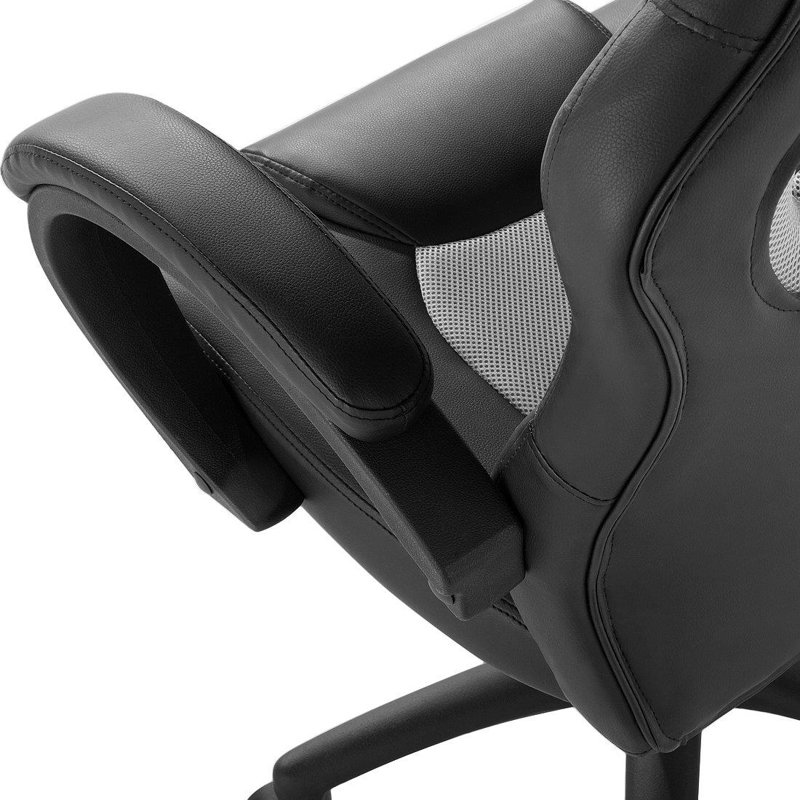 Symple Stuff Faux Leather Swiveling PC & Racing Game Chair, Grey/Black