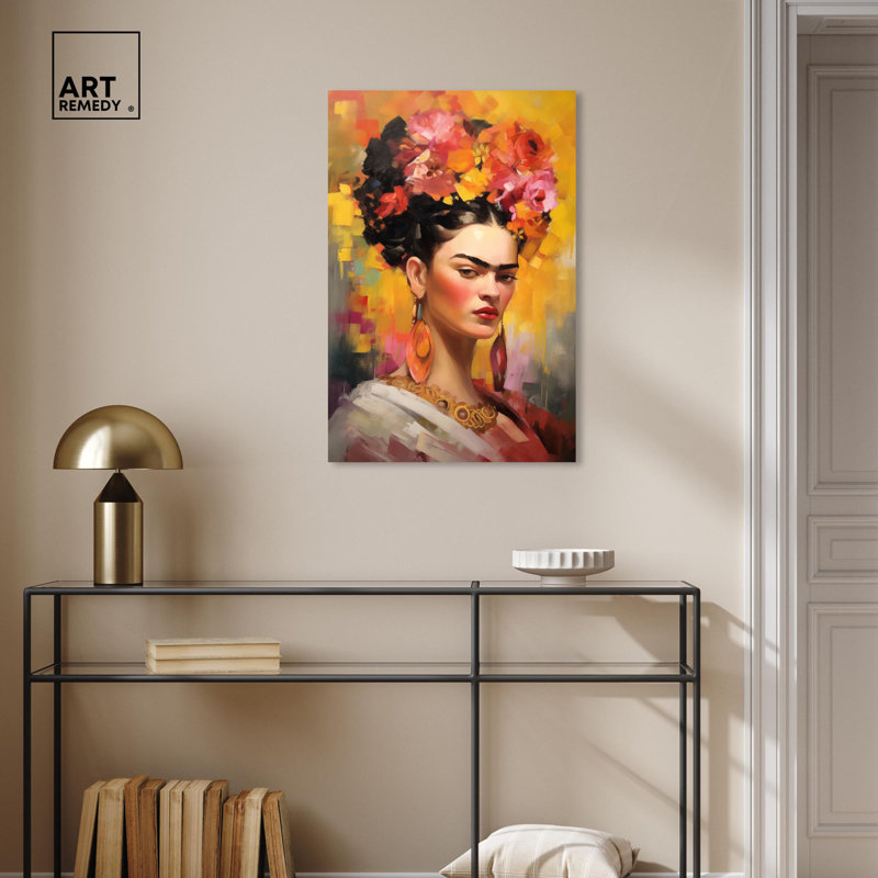 Vibrant Floral Crown Portrait Canvas Art, 30" x 20"