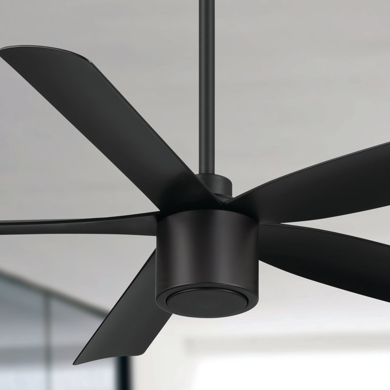 RAVIAN 5-Blade Ceiling Fan With Remote - (No Light), 52", Matte Black