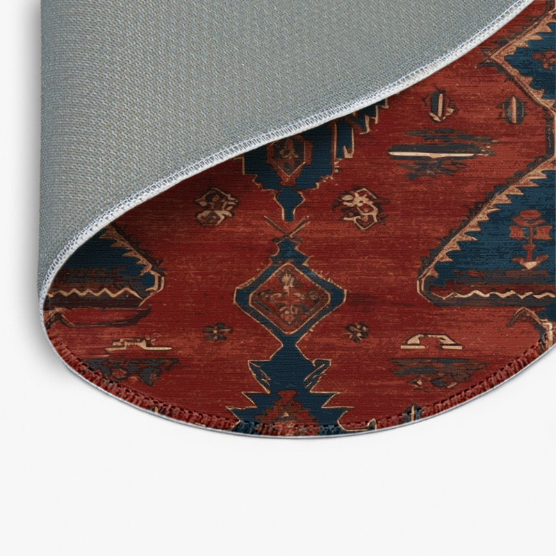 Persian Brown Indoor and Outdoor Area Rug, Round 5'