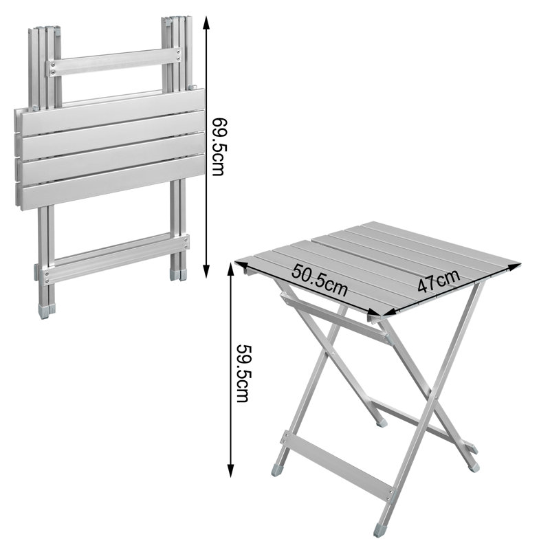 Washingtonville Rectangular Metal Folding Outdoor Camping Table , 50.5cm cm W 47cm cm D, Grey
