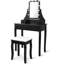Ensemble de coiffeuse en bois massif avec tabouret et miroir Wegate-1954793951