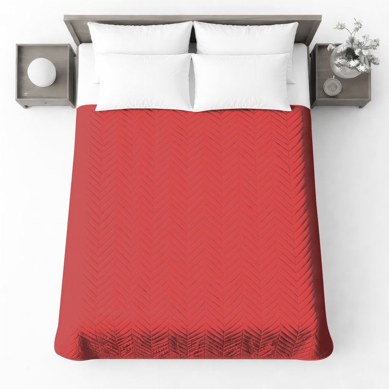 Couvre-lit matelassé de couleur rouge uni toutes tailles, Double