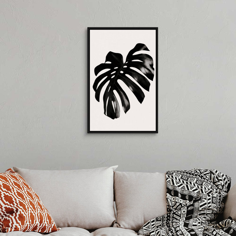 «Black Leaf», art mural sur toile, H 32 po x l 22 po, Toile avec cadre noir