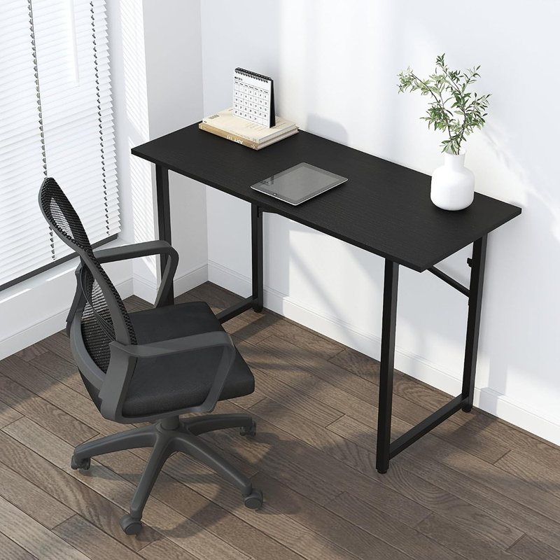 Bureau d'ordinateur pliable, aucun assemblage requis, table d'écriture et d'étude peu encombrante, noir