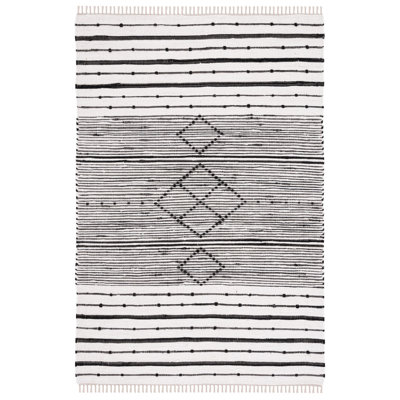 Striped Kilim Flat Weave Cotton Geometric Rug