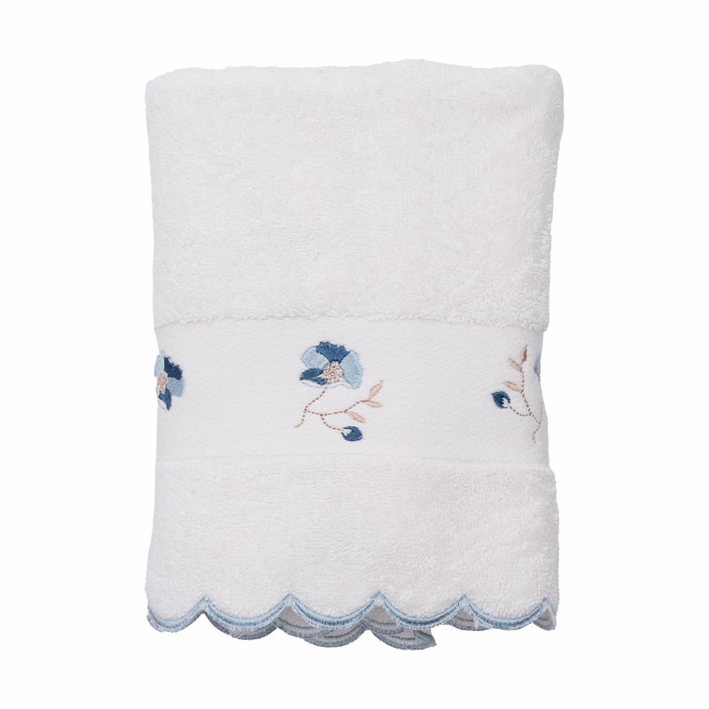 Jeanbaptiste Midweight Hand Towel, White/Blue