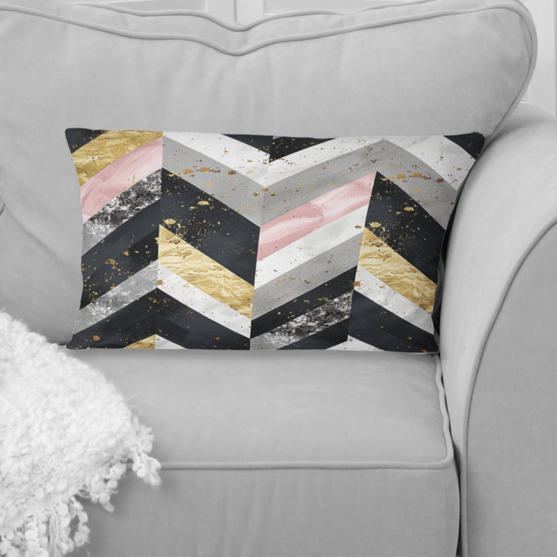 Coussin lombaire Glam Chevron I - Glam, Gris / rose