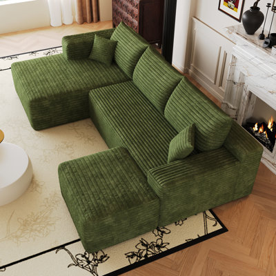 Canapé modulaire Cloud, canapé rembourré minimaliste moderne, canapé confortable en forme de L pour le salon, canapé d'angle à assise profonde, aucun assemblage requis (tissu en velours côtelé moelleux)