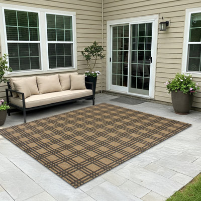 Tapis d'extérieur classique à carreaux tissé classique, léger et portatif