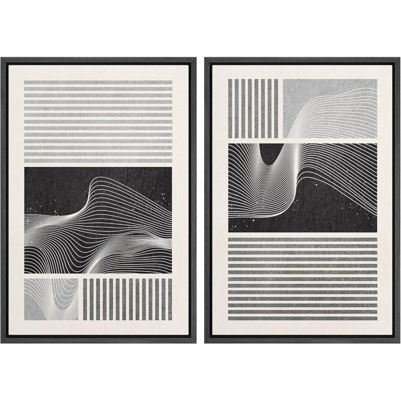 Geometric Line 2 - Pieces, Black, 36" H x 48" W