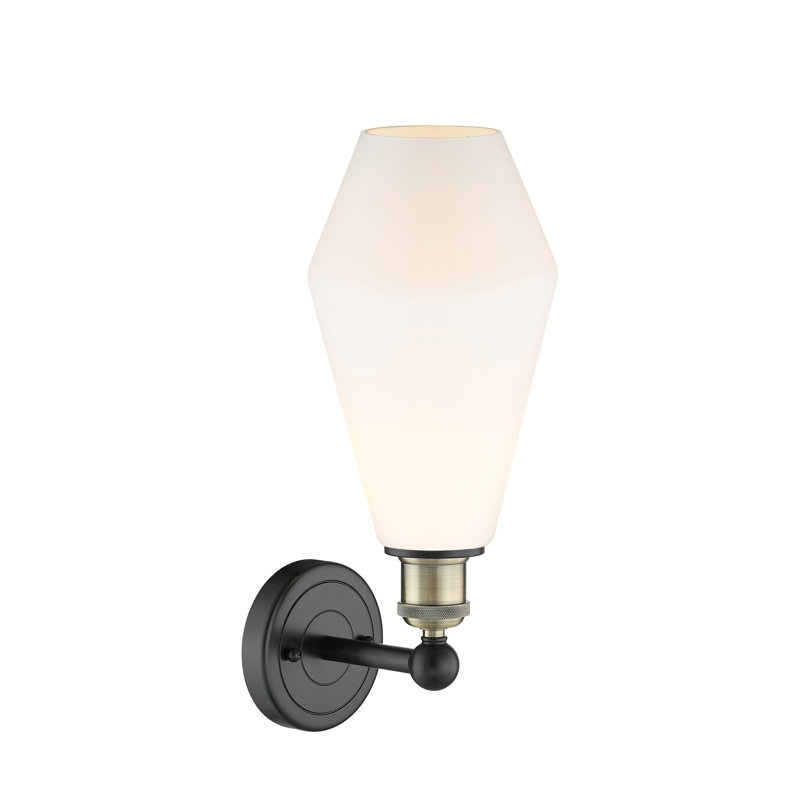 Amylea Armed Sconce, Cased Matte White, Black Antique Brass