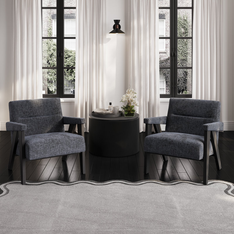 ABEL UPHOLSTERED ARM CHAIR, Black, Coal